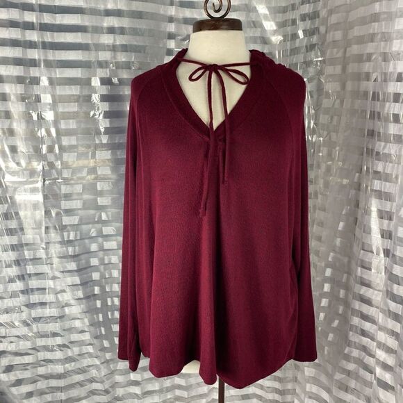 Active USA Burgundy Hooded Long Sleeve Sweater - Picture 1 of 7